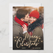 Moderne gouden Kerstmis 5 FOTO-groet Feestdagenkaart (Voorkant)