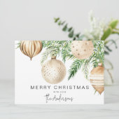 Moderne Gouden Kerstmis Bauble Kaart (Staand voorkant)