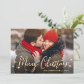 Moderne Gouden Kerstmis FOTO QR code Feestdagenkaart (Staand voorkant)