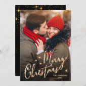 Moderne Gouden Kerstmis FOTO QR code Feestdagenkaart (Voorkant / Achterkant)