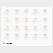 Moderne gouden kerstmis, mistletoe white ronde sticker (Vel)