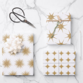 Moderne gouden kerststerren inpakpapier vel