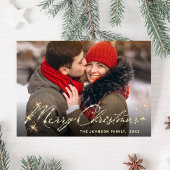 Moderne Gouden Kerstvakantie Foto Kerstgroet Briefkaart