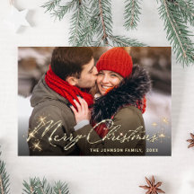 Moderne Gouden Kerstvakantie Foto Kerstgroet