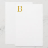 Moderne gouden kleur monogram naam initiaal briefpapier (Voorkant / Achterkant)