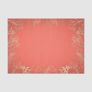 Moderne Gouden Koraal Oranje Elegant Strand Bruilo Tissuepapier