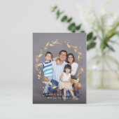 Moderne gouden krans familiereiskaart ansichtkaart feestdagenkaart (Staand voorkant)