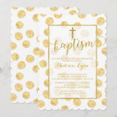 Moderne Gouden Kruis Doop Uitnodiging (Voorkant / Achterkant)