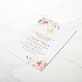 Moderne Gouden Kruis Eerste Communie Folie Uitnodiging (Gedraaid)