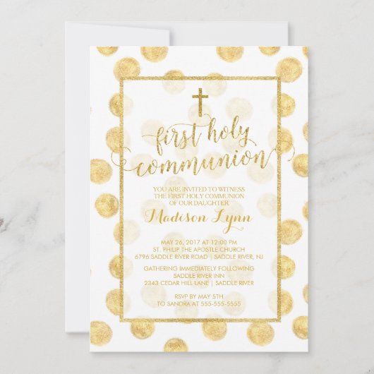 Moderne gouden kruis eerste Heilige Communie uitno Kaart (Voorkant)