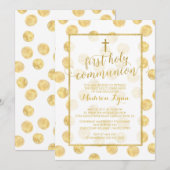 Moderne gouden kruis eerste Heilige Communie uitno Kaart (Voorkant / Achterkant)