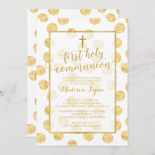 Moderne gouden kruis eerste Heilige Communie uitno Kaart (Voorkant / Achterkant)