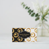 Moderne gouden krullen op zwart en wit visitekaartje (Staand voorkant)