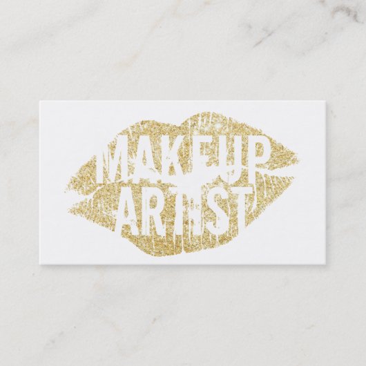 Moderne gouden kus bold Text Makeup artiest Visitekaartje (Voorkant)