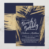 Moderne Gouden Kwaststreken Navy Blauwe Brunch Bru Kaart (Voorkant / Achterkant)