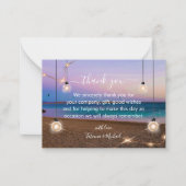 moderne gouden lampen strandbruiloft bedankt wit notitiekaartje (Voorkant)