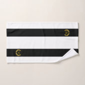 Moderne Gouden Laurel & Monogram op Zwart & Wit Bad Handdoek (Handdoek)