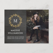 Moderne gouden lauwerkrans foto afstudeerfeest uitnodiging briefkaart (Voorkant)