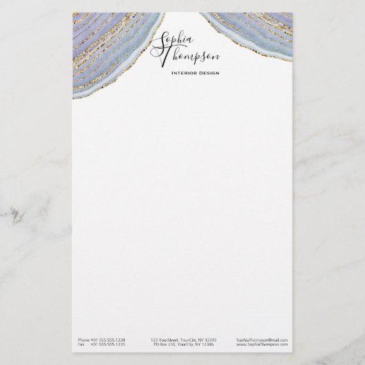 Moderne Gouden Lavendel Geode Agaat - Stationery Briefpapier (Voorkant)
