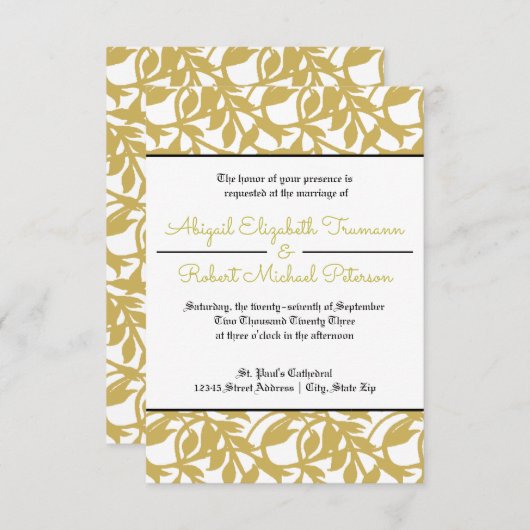 Moderne gouden LEF-3x5Wedding Kaart (Voorkant / Achterkant)