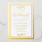 Moderne gouden lef aan legante rand folie uitnodiging (Voorkant)