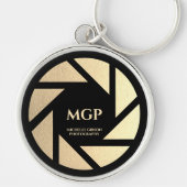 Moderne Gouden Lens Monogram Fotograaf Premium Sleutelhanger (Voorkant)