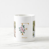 Moderne gouden letter F bloem | Twee foto-monogram Koffiemok (Center)