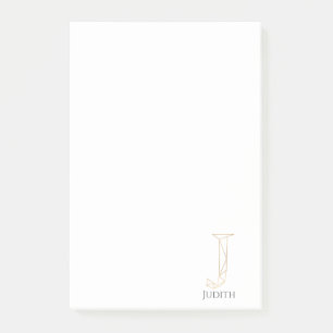 Moderne gouden letter J monogram gepersonaliseerd Post-it® Notes