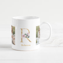 Moderne gouden letter R bloem | Twee foto-monogram