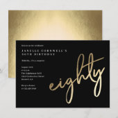 Moderne Gouden Lettertype 80e Verjaardag Kaart (Voorkant / Achterkant)