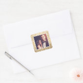 Moderne gouden liefdescriptie aangepaste koppel fo vierkante sticker (Envelop)