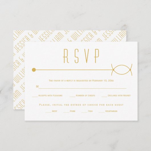 Moderne gouden lijn en overlappende cirkels bruilo RSVP kaartje (Voorkant / Achterkant)