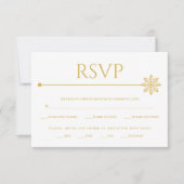 Moderne gouden lijn met bloem en punt bruiloft RSVP kaartje (Voorkant)