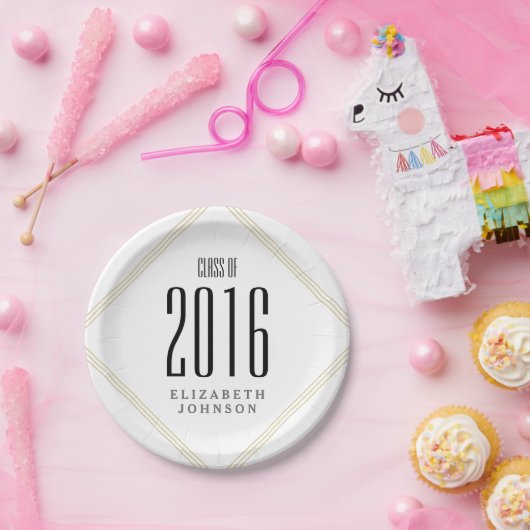 Moderne gouden lijnen, speciaal Afstuderen Papieren Bordje (Feest)