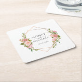 Moderne gouden Lijst Bloemen Foto bruiloft Dank u Kartonnen Onderzetters (Schuin)