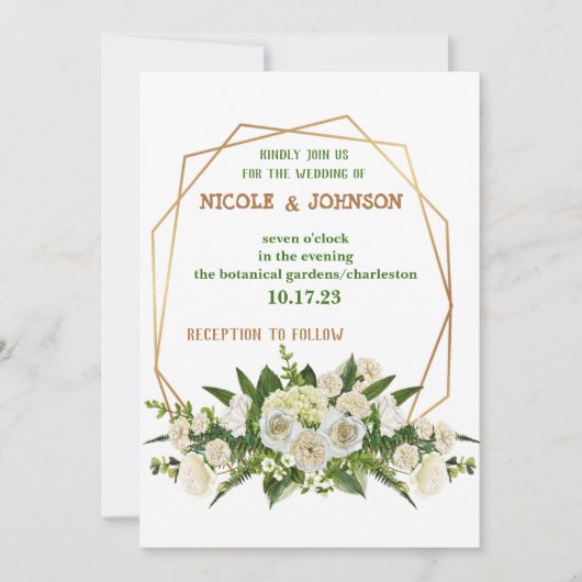 Moderne gouden lijst huwelijksuitnodiging kaart (Voorkant)