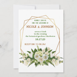 Moderne gouden lijst huwelijksuitnodiging kaart