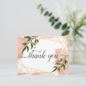 Moderne gouden lijst ivoor groene bloem dank je briefkaart (Staand voorkant)