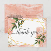 Moderne gouden lijst ivoor groene bloem dank je briefkaart (Voorkant / Achterkant)