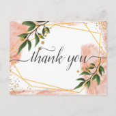 Moderne gouden lijst ivoor groene bloem dank je briefkaart (Voorkant)
