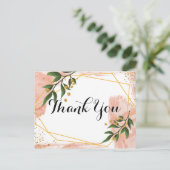 Moderne gouden Lijst Ivory Green Floral Briefkaart (Staand voorkant)