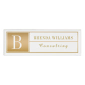 Moderne gouden Lijst witte achtergrond Naambadge (Voorkant)