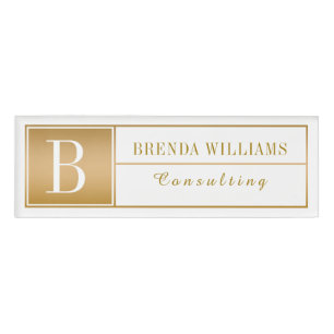 Moderne gouden Lijst witte achtergrond Naambadge