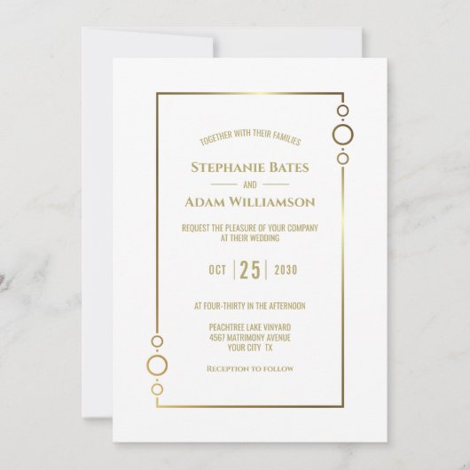 Moderne gouden Lijsten bruiloft Kaart (Voorkant)