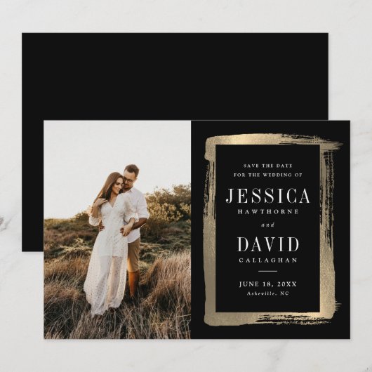 Moderne gouden Lijsten foto-bruiloft Save The Date (Voorkant / Achterkant)
