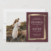 Moderne gouden Lijsten foto-bruiloft Save The Date (Voorkant)