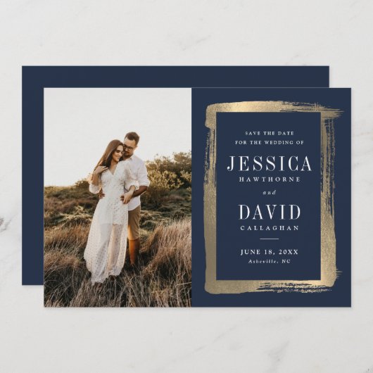 Moderne gouden Lijsten foto-bruiloft Save The Date (Voorkant / Achterkant)