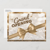 Moderne gouden lint Grote opening Uitnodiging Briefkaart (Voorkant / Achterkant)