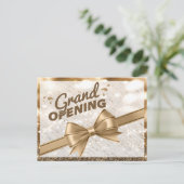 Moderne gouden lint Grote opening Uitnodiging Briefkaart (Staand voorkant)
