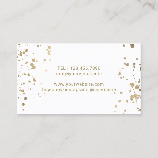 Moderne Gouden Lippen Gouden Splatter Make-up Arti Visitekaartje (Achterkant)